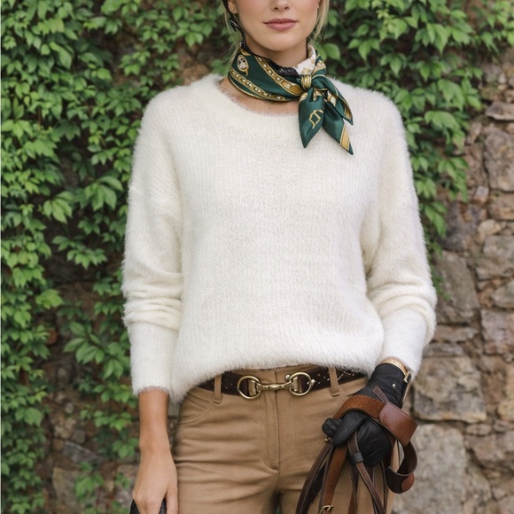 NWT FRNCH Cream Eyelash Fringe Metallic Sweater, S/M - Picture 1 of 15